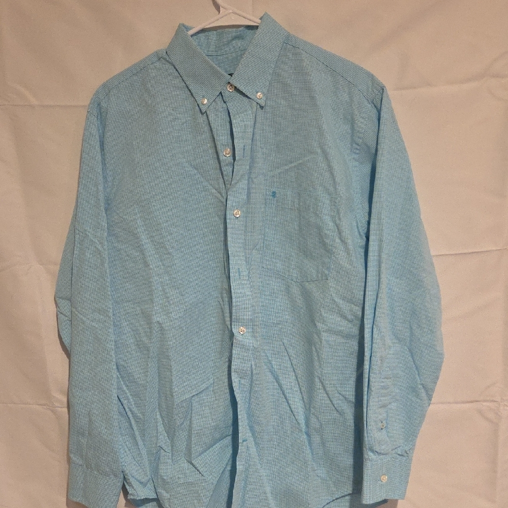 Izod Sky Blue Plaid Button Down Shirt